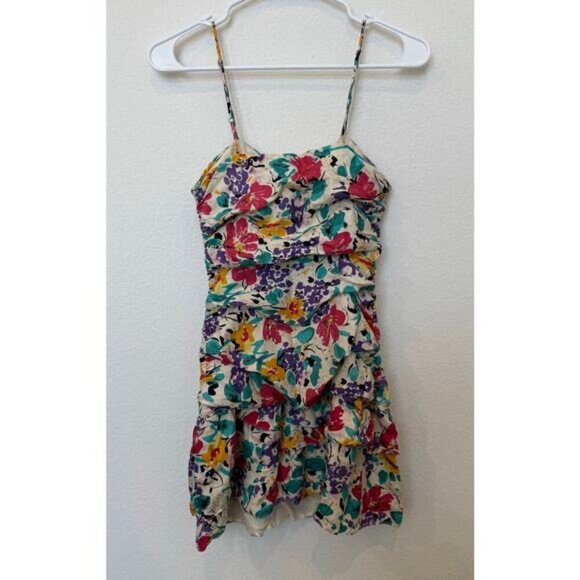 Twelfth Street by Cynthia Vincent Floral Mini Dress Zip Up Ruffle 100% Silk 4 - Picture 6 of 8